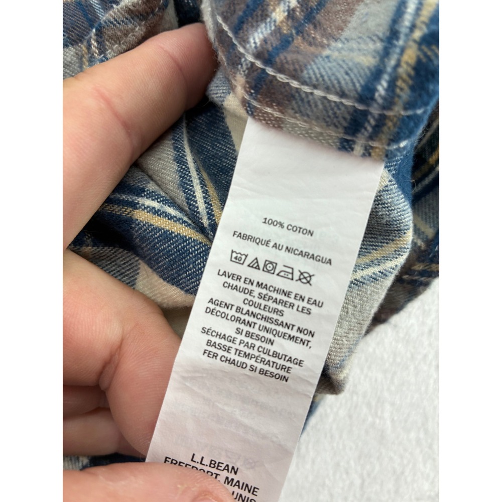 L.L. Bean Shirt Mens L Button Down Plaid Blue Brown Traditional Fit 228061 - Picture 7 of 9